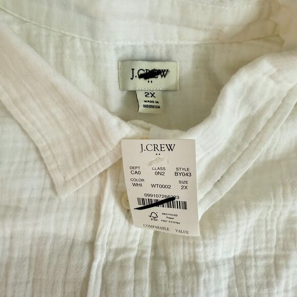 J.CREW Double Gauze Shirt Plus 2X Button-Up Long Sleeve Top White NWT B35 - Picture 6 of 6